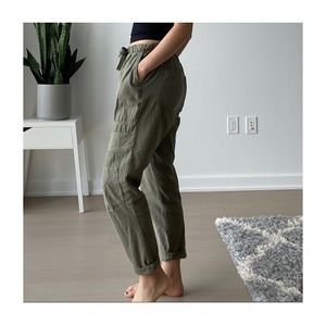 Zara jeans | olive high waisted baggy motto pants